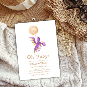 Balloon Fairytale Dragon Bottle Baby Shower   Invitation