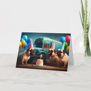 Balloon-Filled Birthday Wishes for Your Pug Thank You Card