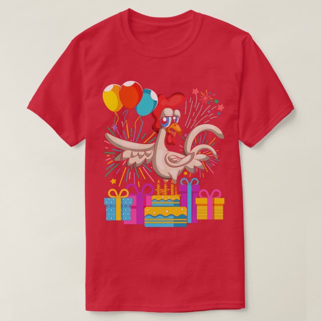 Balloon Funny Rooster Kids Birthday T-Shirt (Design Front)