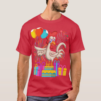 Balloon Funny Rooster Kids Birthday T-Shirt