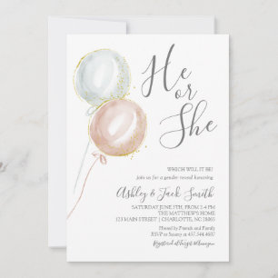 Balloon Gender Reveal Invitation