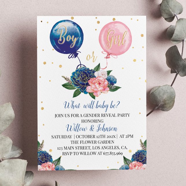 Balloon Gender Reveal Invitation Boy Or Girl (Creator Uploaded)