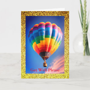 Balloon Get Well , 5" x 7" Folded Get Well Card
