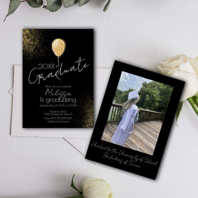 Balloon Glitter College Highschool Graduation Invitation (Creator Uploaded)