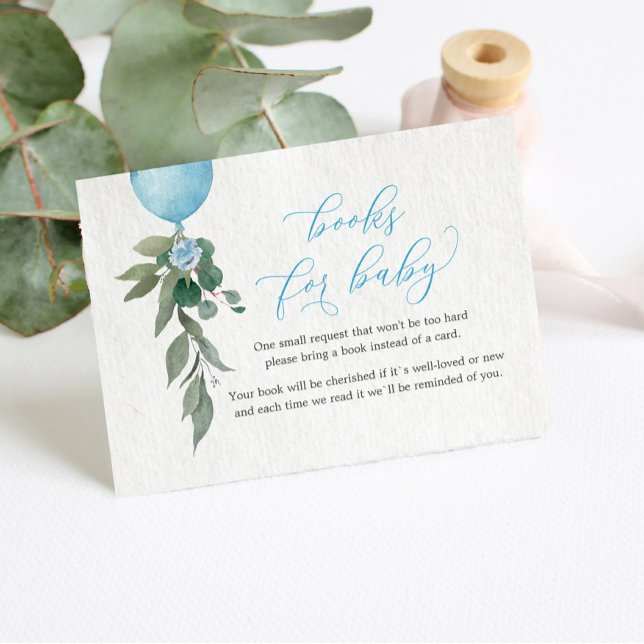 Balloon Greenery Books For Baby Baby Shower Enclosure Card (Creator Uploaded)