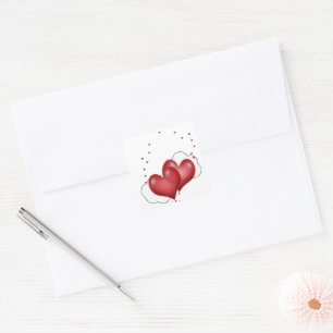 Balloon Hearts and Little Hearts Square Sticker