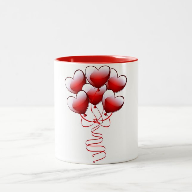 ****BALLOON HEARTS**** Two-Tone COFFEE MUG (Center)