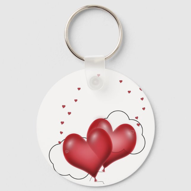 Balloon Hearts With Little Hearts Key Ring (Front)