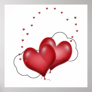 Balloon Hearts With Little Hearts Poster