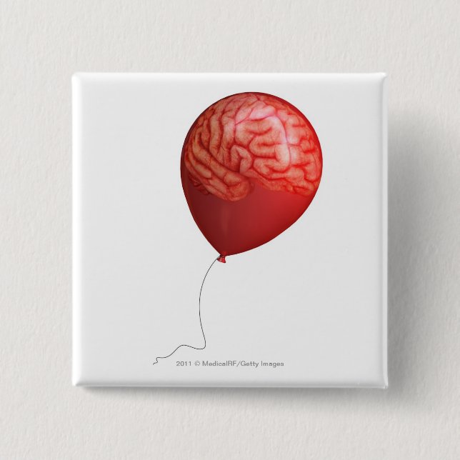 Balloon illustration with a superimposed brain 15 cm square badge (Front)