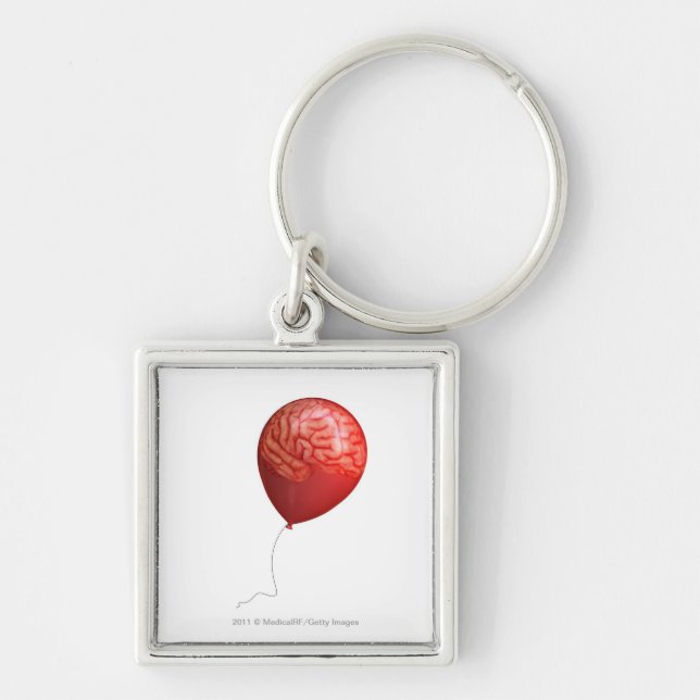Balloon illustration with a superimposed brain key ring (Front)