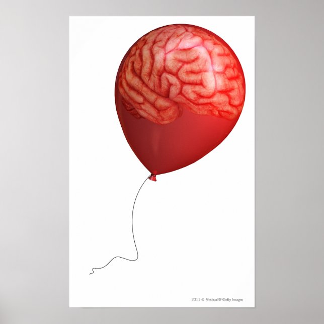 Balloon illustration with a superimposed brain poster (Front)