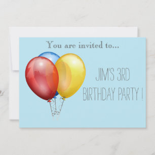 Balloon infant or toddler young kid birthday party invitation