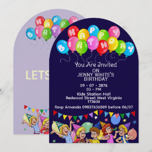 Balloon Kids Birthday Invitation