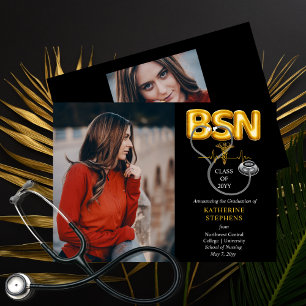 Balloon Letters BSN Caduceus Stethoscope Grad Announcement