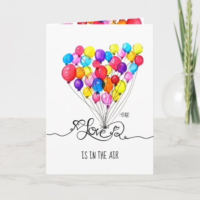 BALLOON LOVE is in the Air | Heart | Valentines Holiday Card (Front)