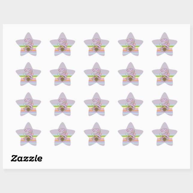 Balloon Mouse Purple 3rd Birthday Star Stickers (Sheet)