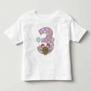 Balloon Mouse Purple 3rd Birthday T-Shirt