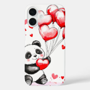 Balloon Panda Love in the Air iPhone 16 Case