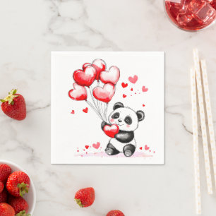 Balloon Panda Love in the Air Napkin