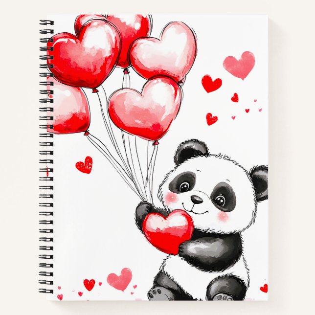 Balloon Panda Love in the Air Notebook (Front)