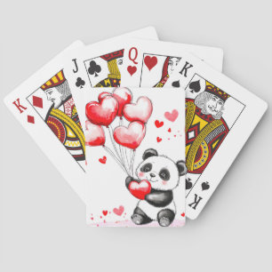 Balloon Panda Love in the Air Playing Cards