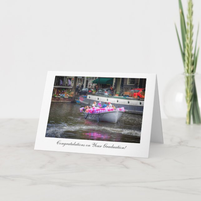 Balloon Party Boat, Congratulations on Graduating Card (Front)