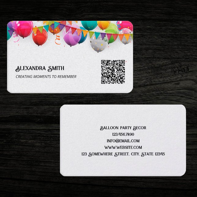 Balloon Party Decor Custom QR Business Card (Balloon Party Decor Custom QR Business Cards)