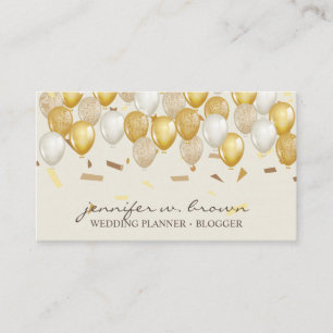 Balloon Party Planner Confetti yellow Business Card