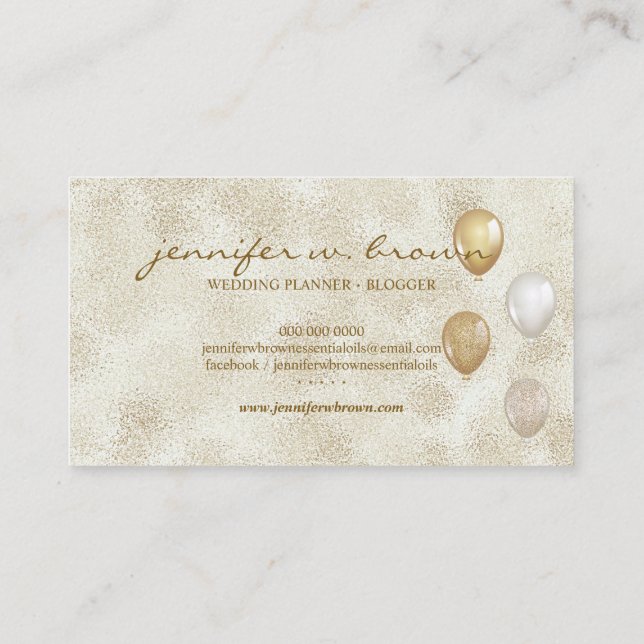 Balloon Party Sparkling Girly Business Card (Back)