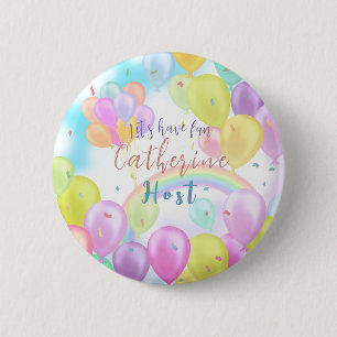 Balloon Pastel Birthday  6 Cm Round Badge