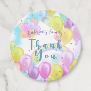 Balloon Pastel Birthday Favour Tags