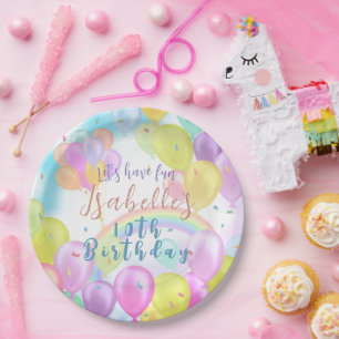 Balloon Pastel Birthday Paper Plates