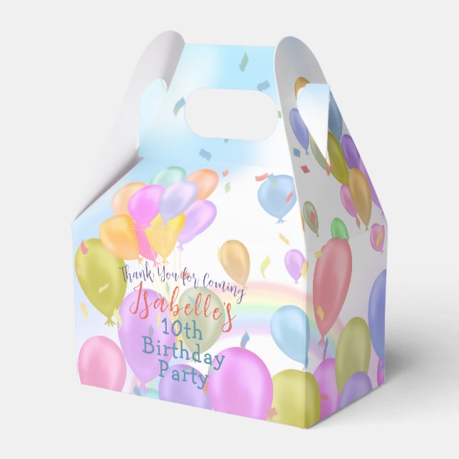 Balloon Pastel Birthday Party Balloons Favour Box (Front Side)