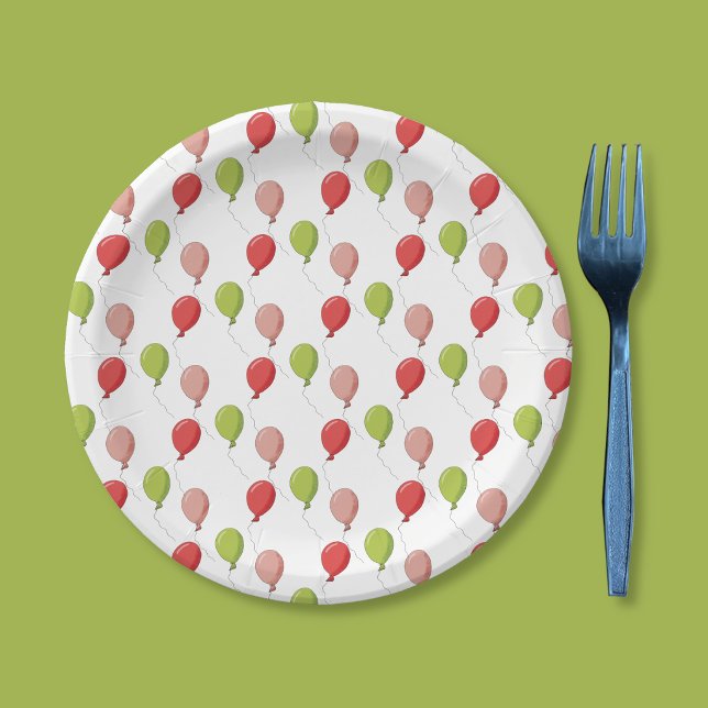 Balloon Pattern Kid Birthday White Paper Plate (Balloon pattern white round paper plate . )