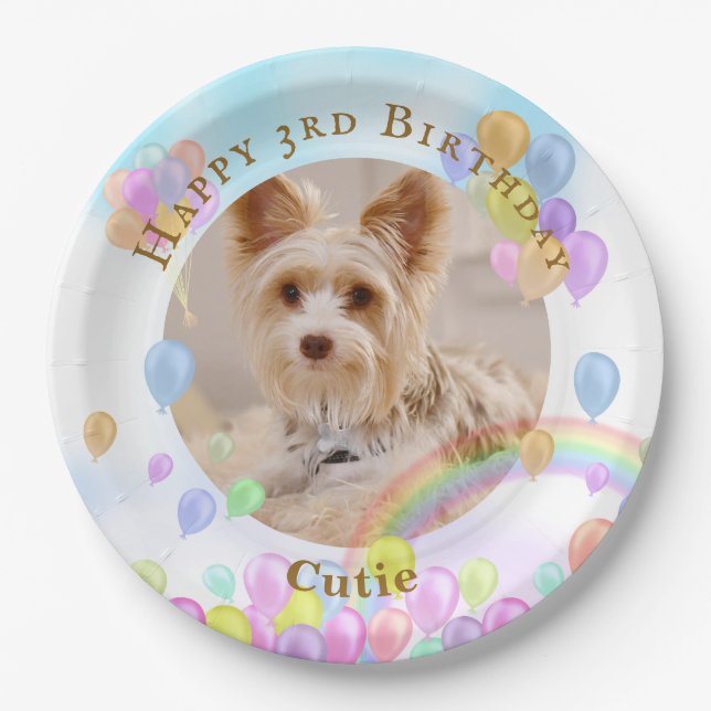 Balloon Pet Dog  Paper Plate (Front)