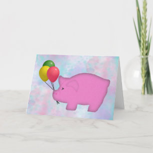 Balloon Pig Birthday Card
