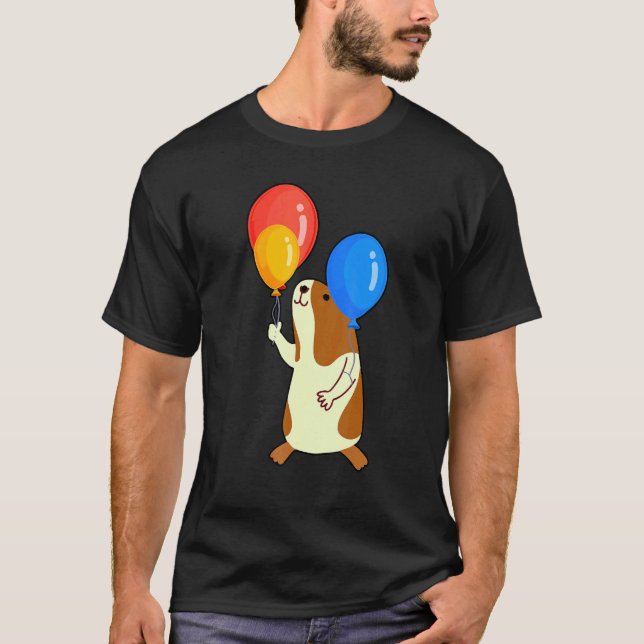 Balloon Pig Graphic Guinea Pig Owner Pet Cavy Anim T-Shirt (Front)