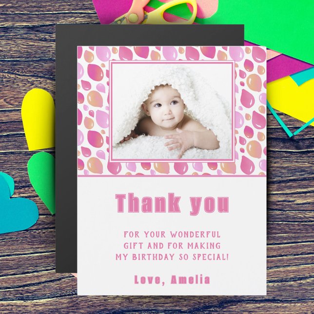 Balloon Pink Girl'sPhoto Birthday Thank You Magnet (Creator Uploaded)