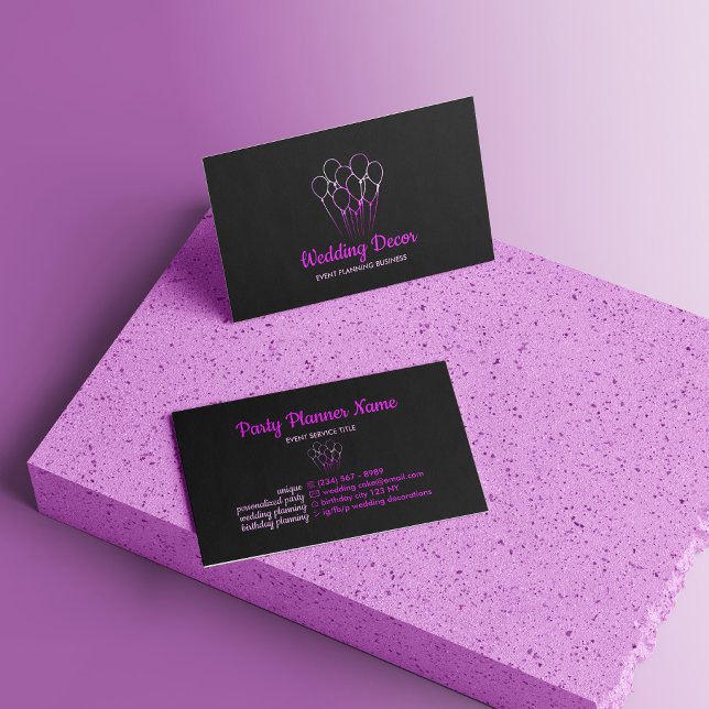 Balloon Pink Simple Purple Gradient Business Card (Balloon Pink Simple Purple Gradient Business Card)