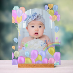 Balloon Rainbow Baby Photo Acrylic Sign