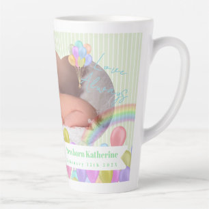 Balloon Rainbow Cloud Photo Green Latte Mug