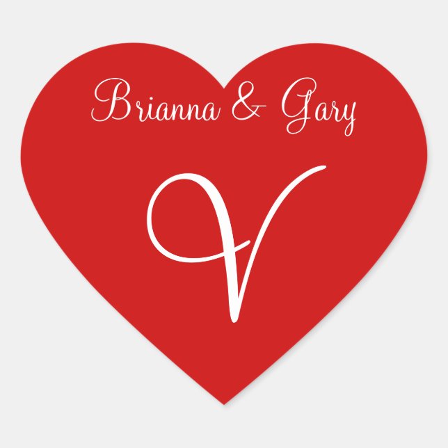 Balloon Red Your Monogram Wedding Heart Sticker (Front)