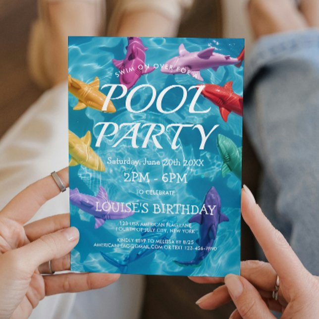 Balloon Sharks I Pool Party Invitation (Creator Uploaded)