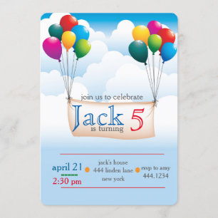 Balloon Sky Birthday Party Invitations