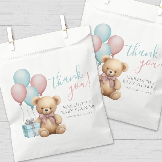 Balloon Teddy Bear Baby Shower Favour Bags (Balloon Teddy Bear Baby Shower Favor Bag)