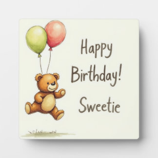 balloon teddy bear plaque