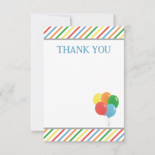 Balloon Thank You Note Flat Card for Kids
