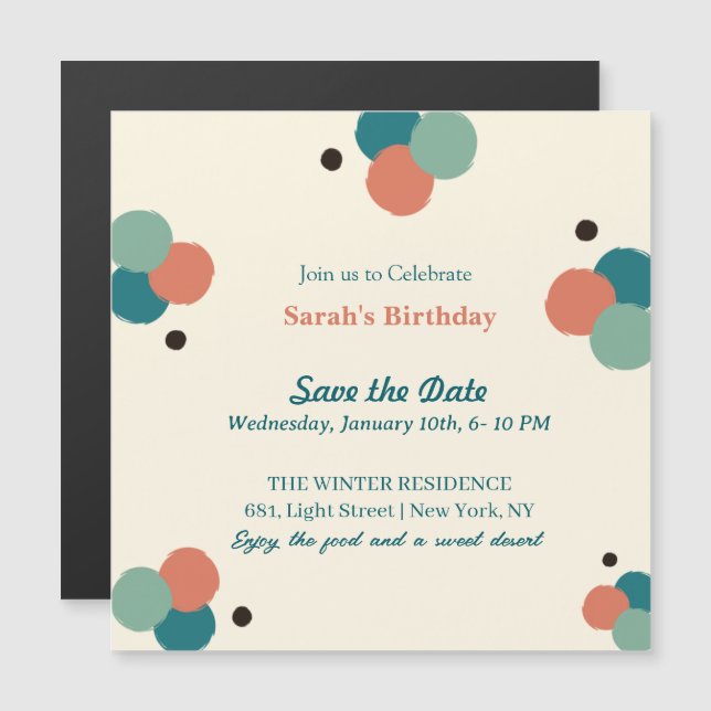 Balloon Theme Birthday Party Invitation Card (Front/Back)