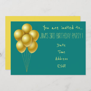 Balloon toddler young kid birthday party invitation
